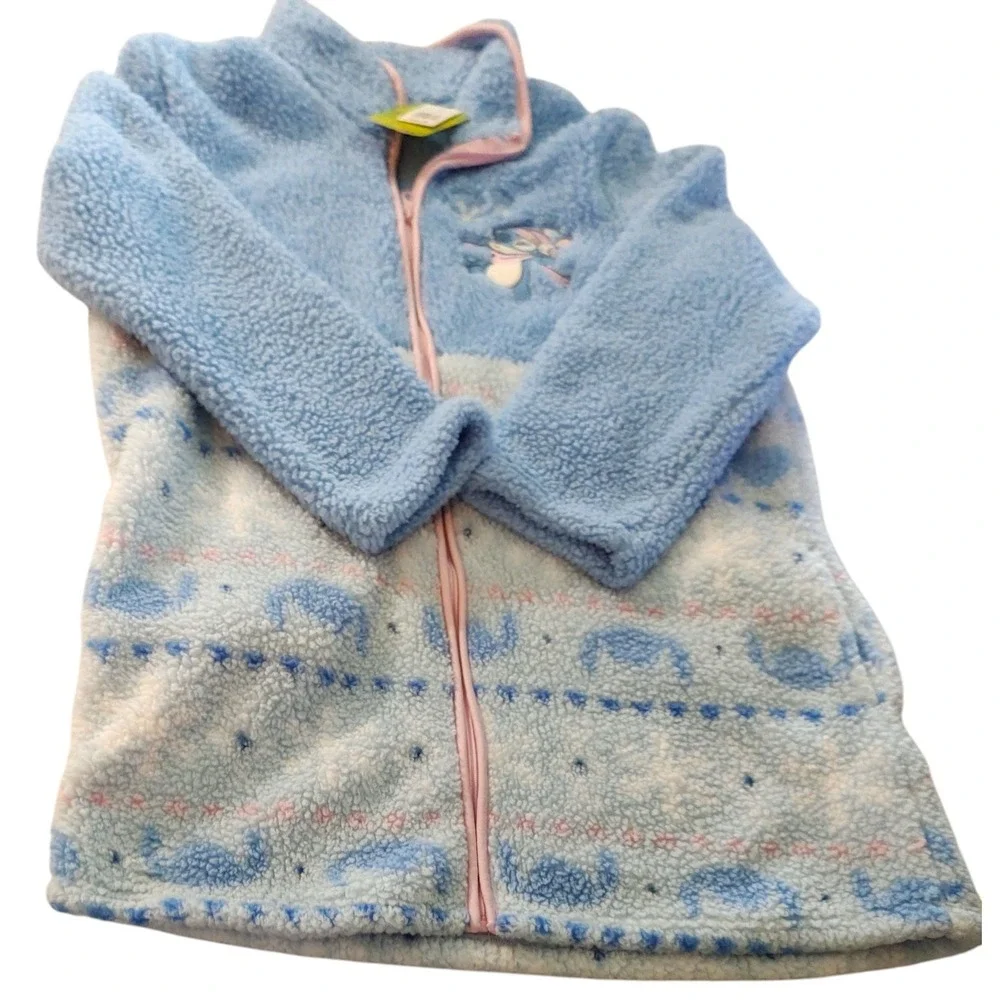 Disney Stitch Zip Front Robe Womens Size‎ Medium Fleece Blue Pink New With Tags - Picture 5 of 12